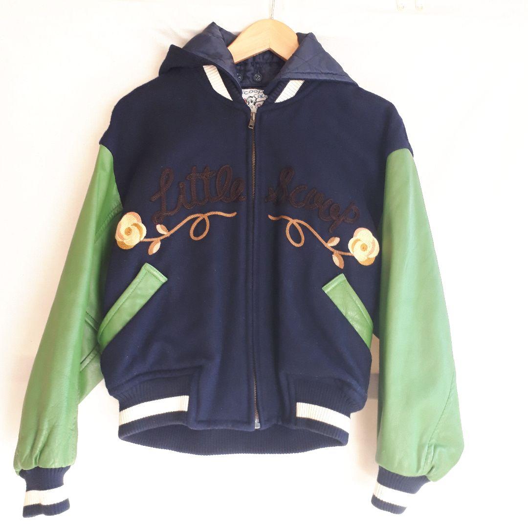 スクープスタジャンレディースレザーヴィンテージグリーンネイビーSCOOP80s