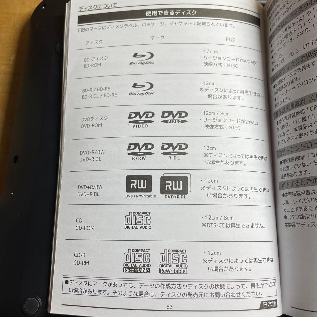 24年製 付属品完備ポータブルDVD・BD・Blu-ray・ブルーレイプレーヤー