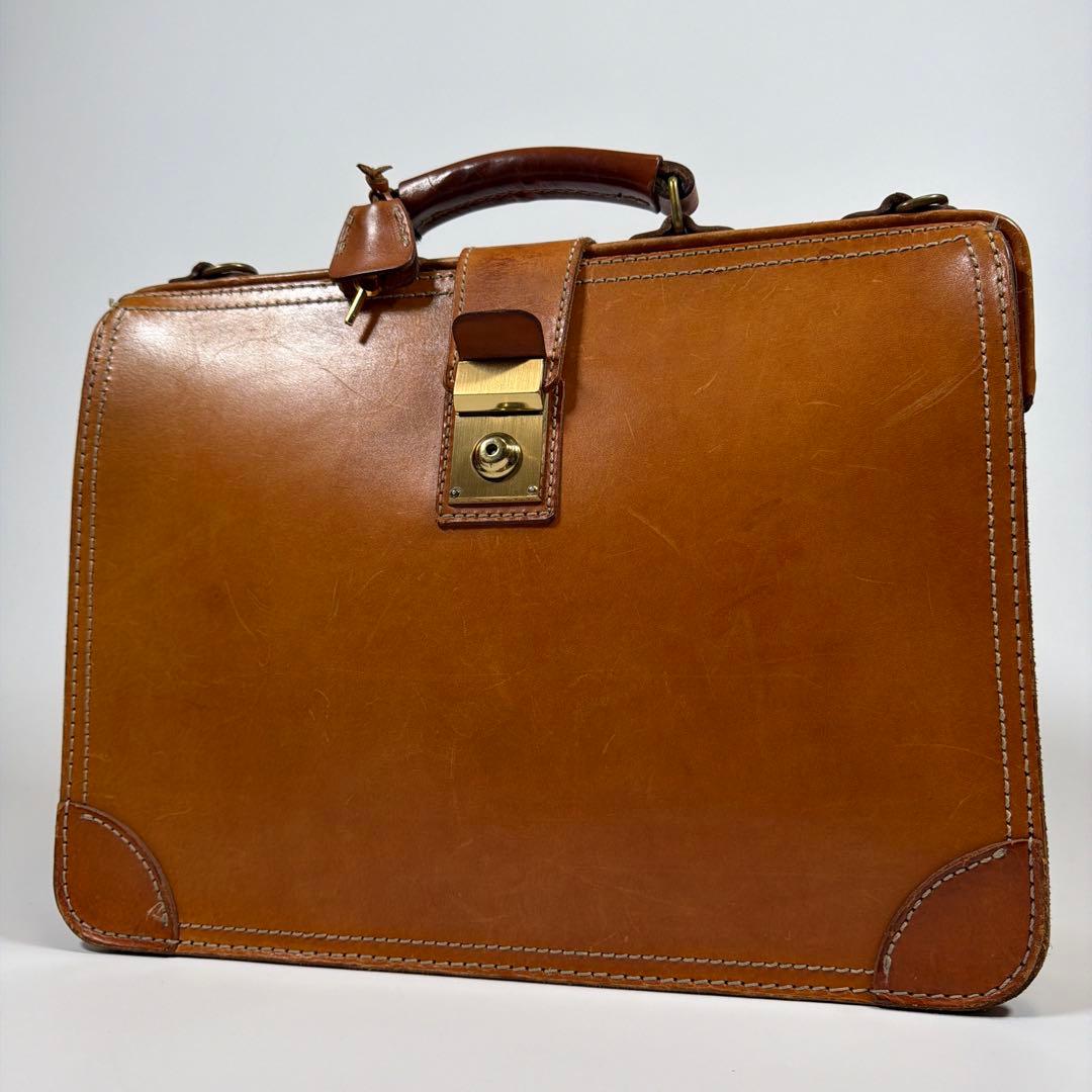 HERZ ヘルツ　ダレスバッグ　ビジネスバッグ　レザー　キャメル　メンズ