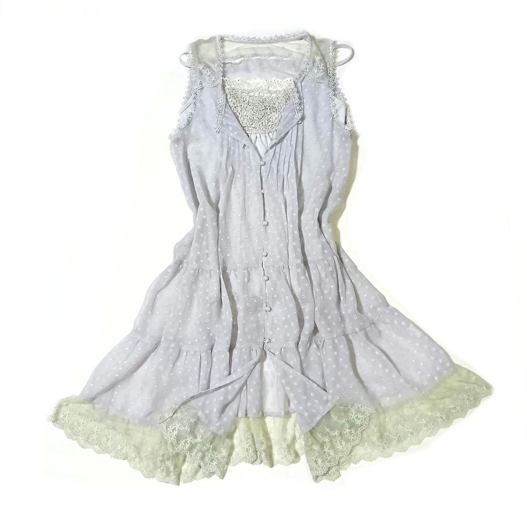 00s コケット ウィッシュコア 姫カジ ジレワンピ キャミセット レースフリル