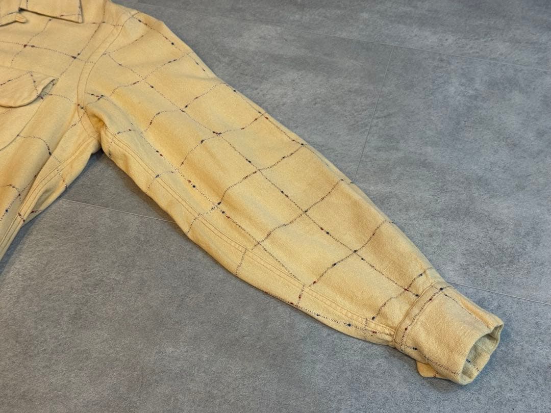 40'S～50'S ヴィンテージ ネップウールシャツ イエロー M 14 1/2