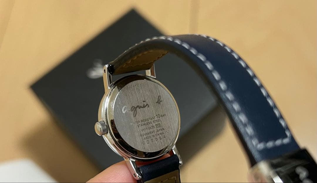 【新品】アニエスベー　ネイビー レザーベルト 時計