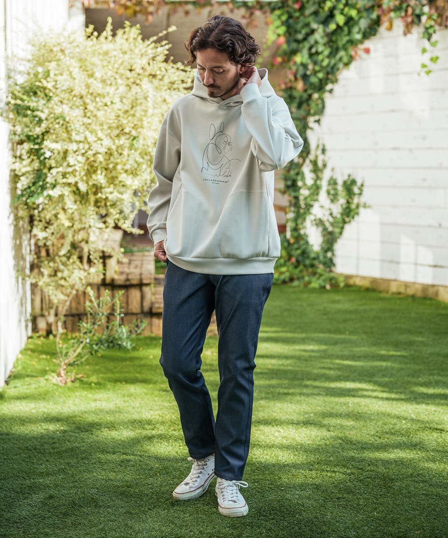 ナメクジ　コールアンドレスポンスフレンチブル-プリントパーカー