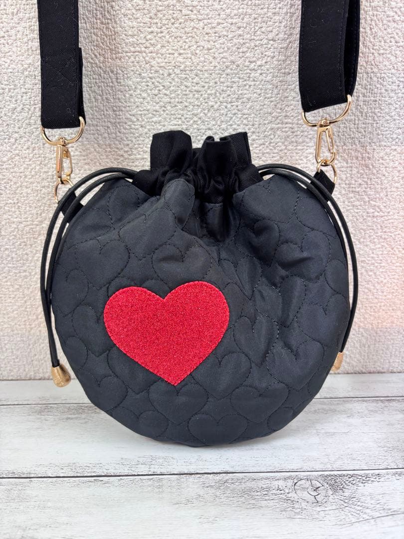 ハンドメイド　ウサミミ丸底巾着ファーバッグ　丸型巾着バッグ