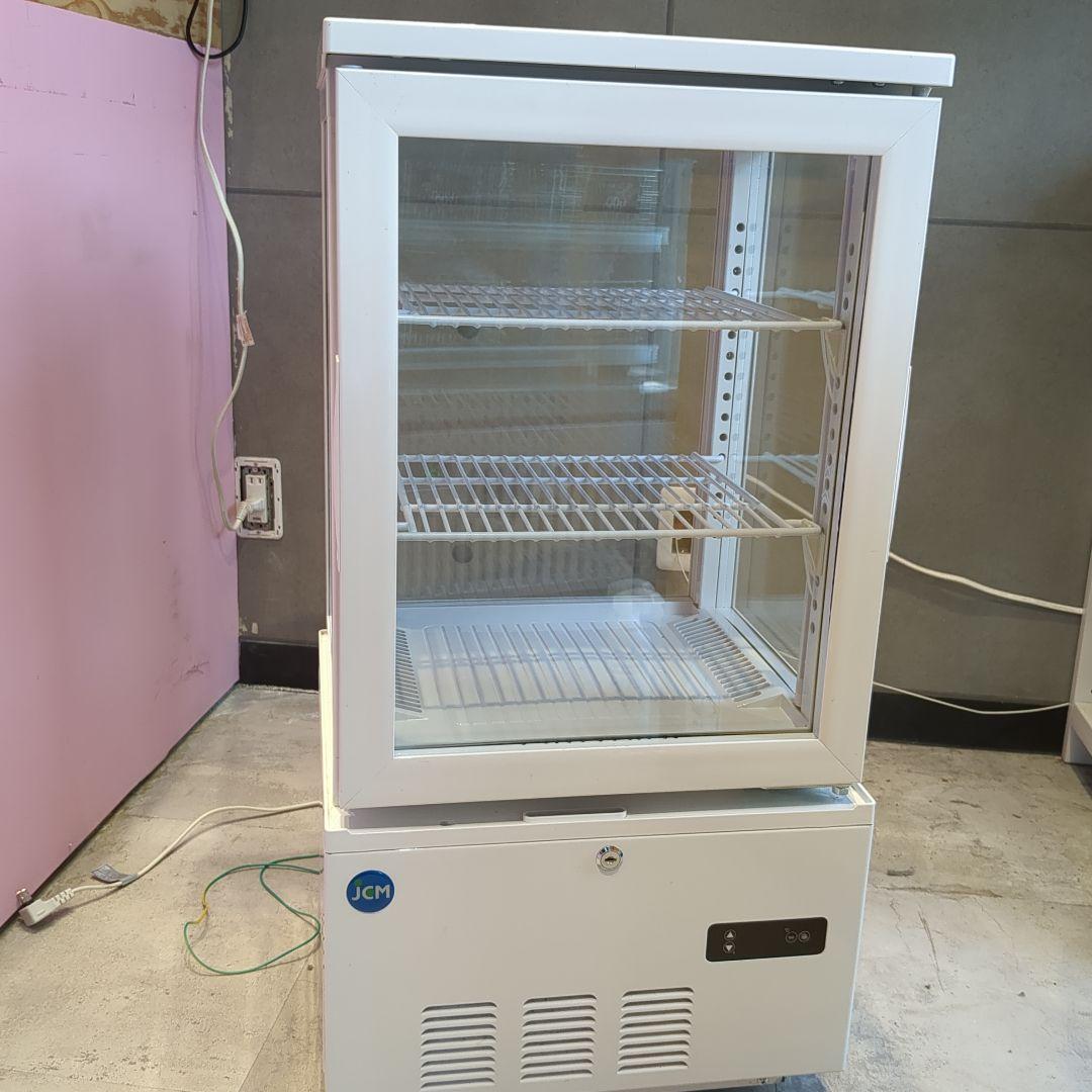JCM ガラス扉冷蔵庫 ホワイト 2段棚 冷蔵ショーケース