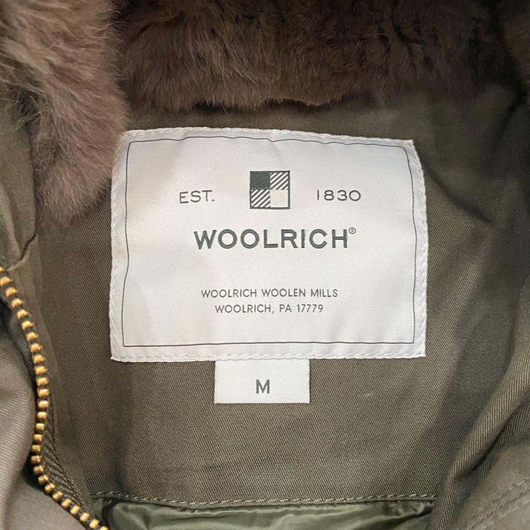【近年モデル】WOOLRICH 　ロングダウンコート　ラビットファー　カーキ　M