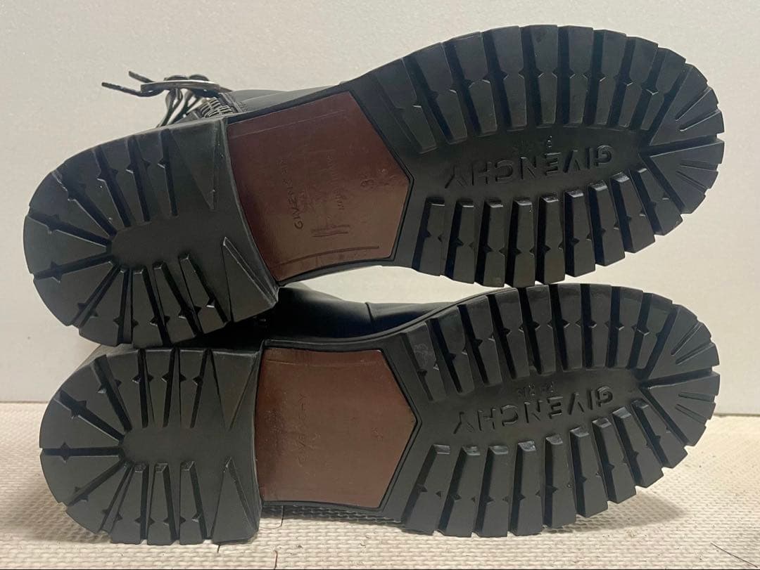 イタリア製GIVENCHYジバンシーWベルトジッパーブーツ35レザー黒