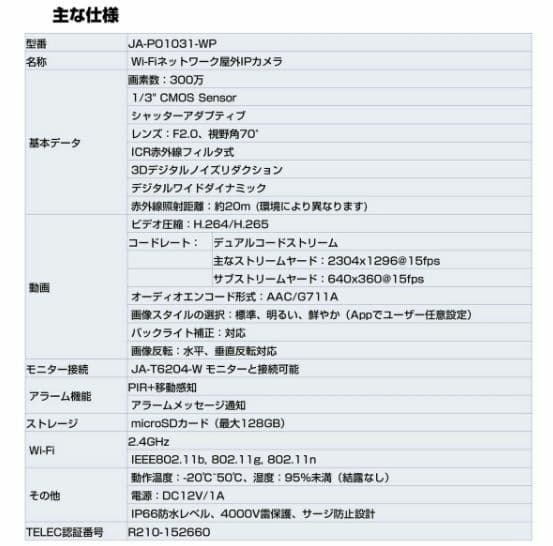 Wi-FiネットワークIPカメラ/ スマホ対応/ 防水 / 暗視 / 配線不要