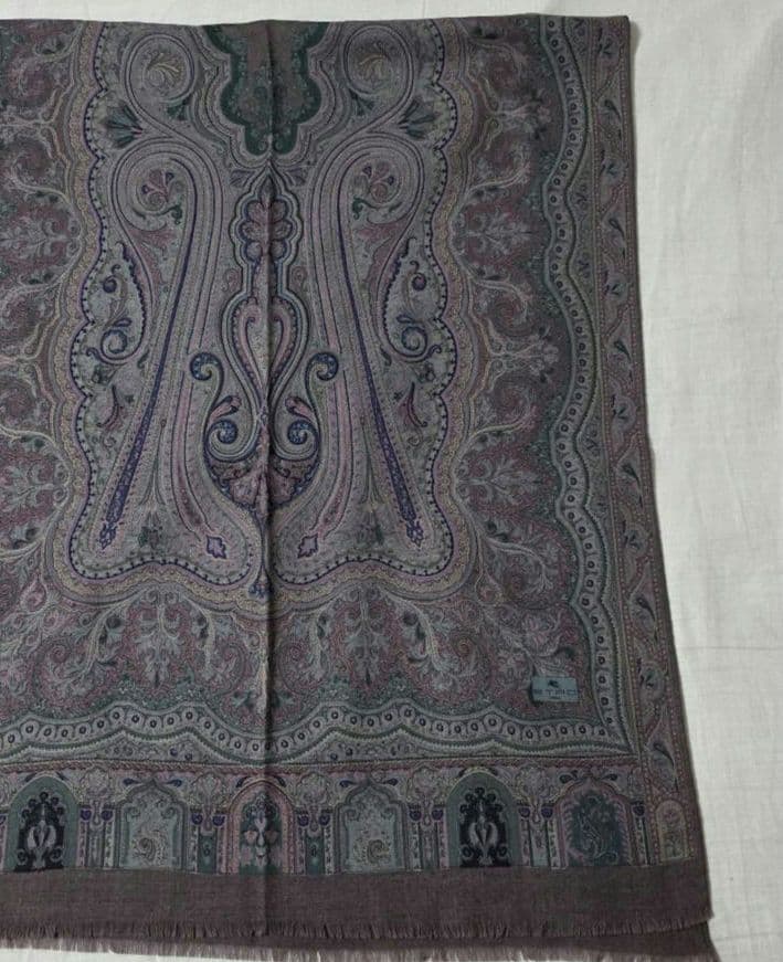 ETRO ペイズリー柄 ストール ウールシルク 60×160cm
