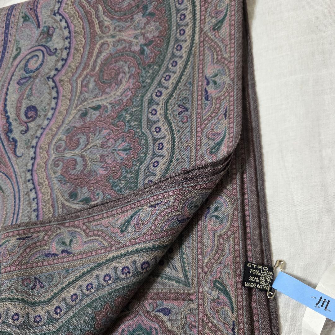 ETRO ペイズリー柄 ストール ウールシルク 60×160cm