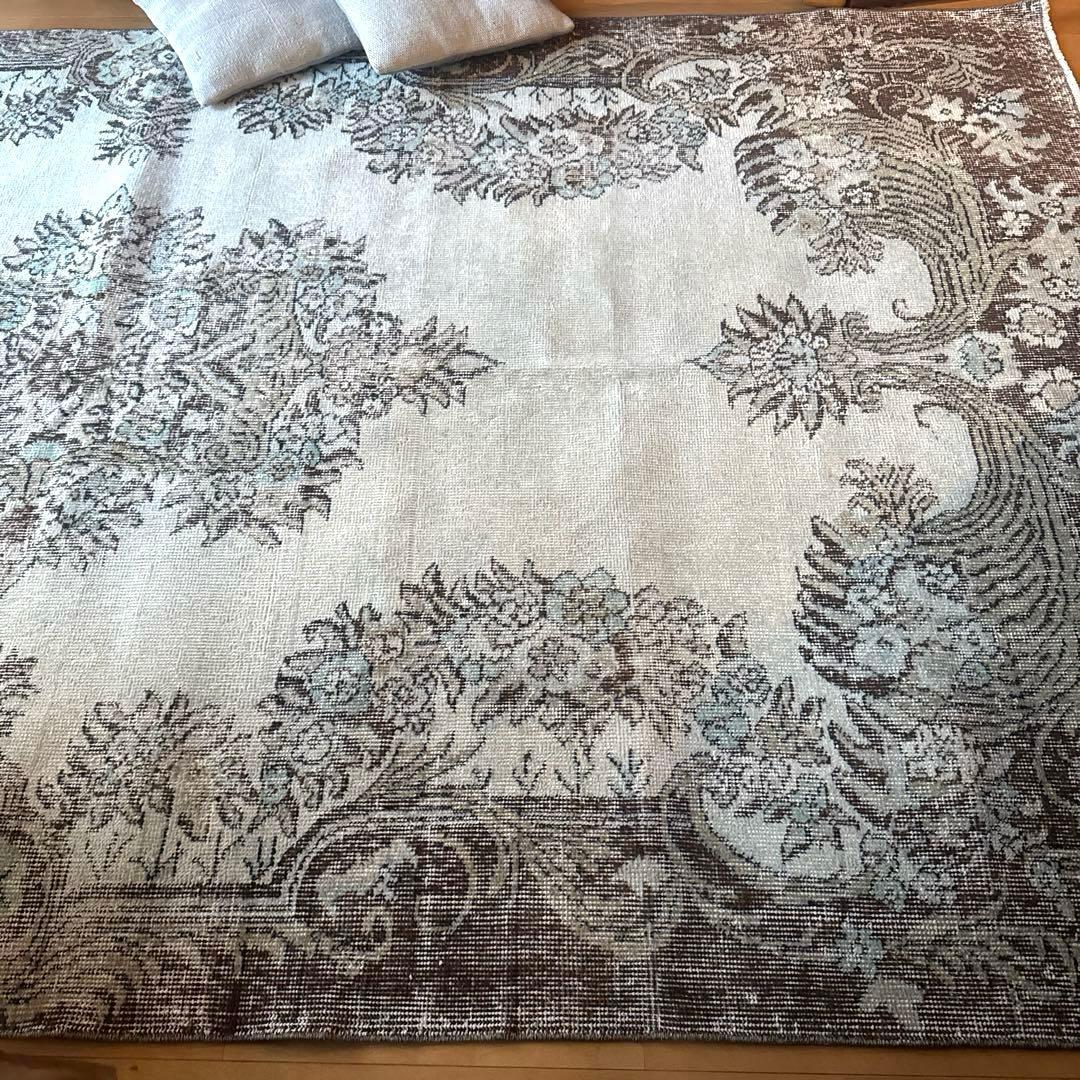 貴重超大判161.5×281ボタニカルメダリオン　トルコヴィンテージラグ
