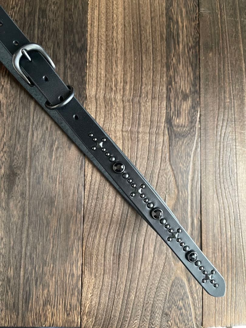 ナローロングベルト　オールブラック　牛ヌメ　exca HTC CALEE