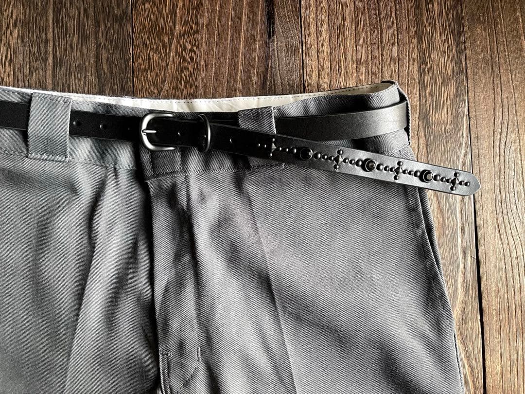 ナローロングベルト　オールブラック　牛ヌメ　exca HTC CALEE