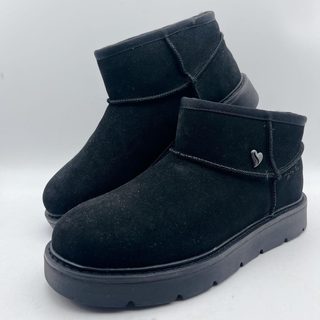 25AW 極美品✨スケッチャーズ スリップインズ ムートンブーツ 黒 ボア 23