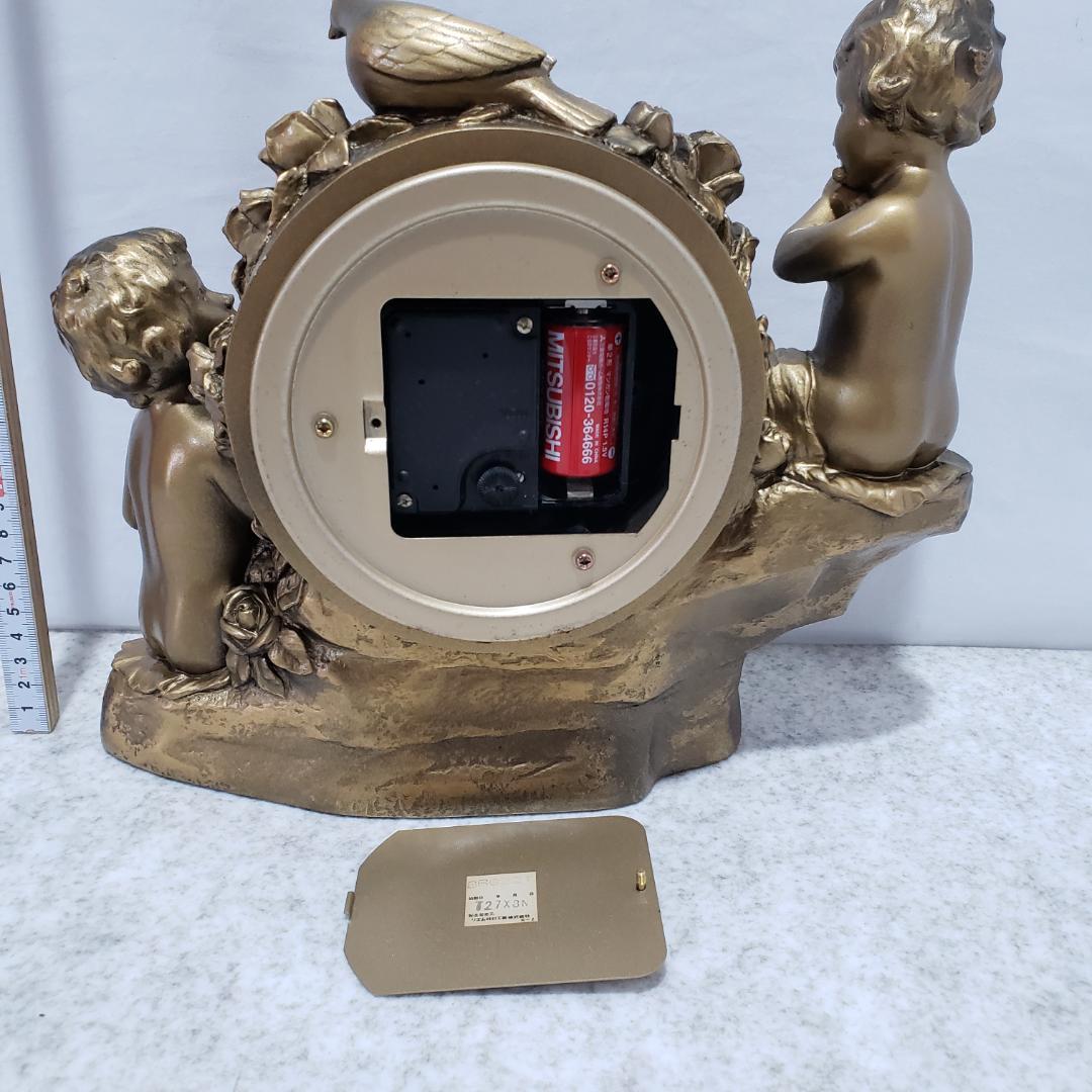 リズム時計 アンティーク 天使 置時計