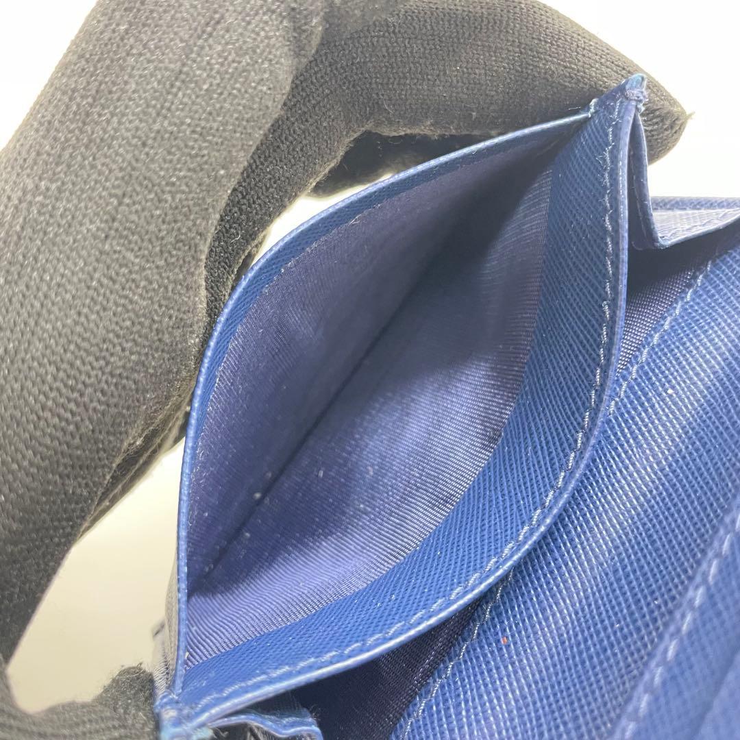 1837 PRADA プラダ 名刺入れ ブルー サフィアーノ レザー