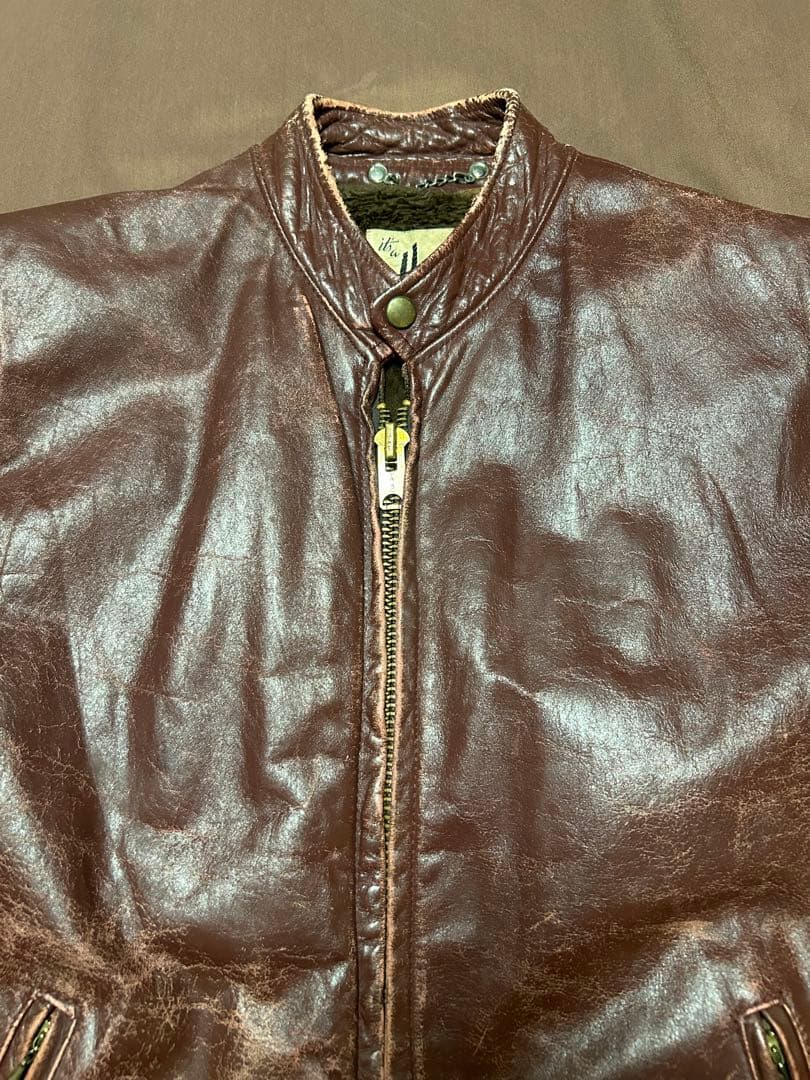 襤褸 60s70s USA製 TALONジップ レザー ジャケット ブラウンXL