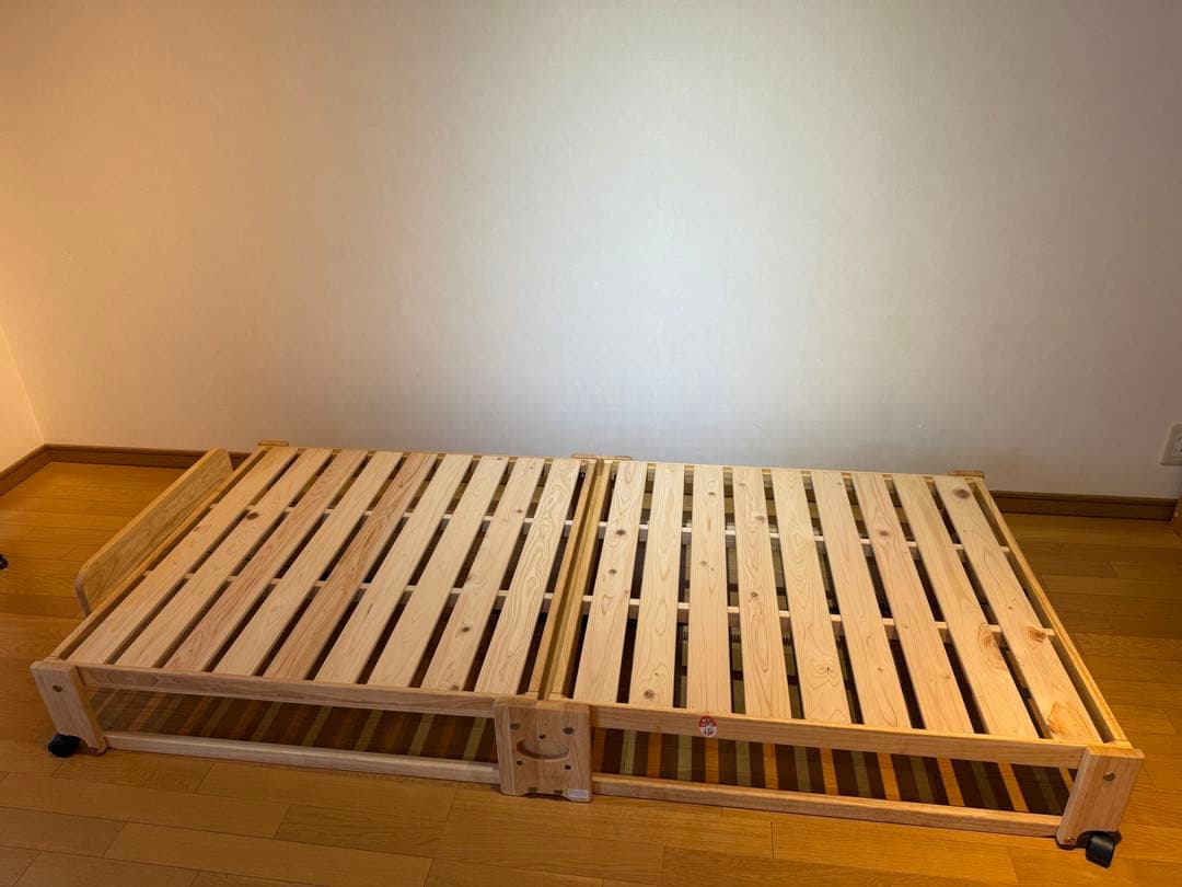 折りたたみ式ひのきすのこベッド　ライトブラウン　シングルサイズ　日本製