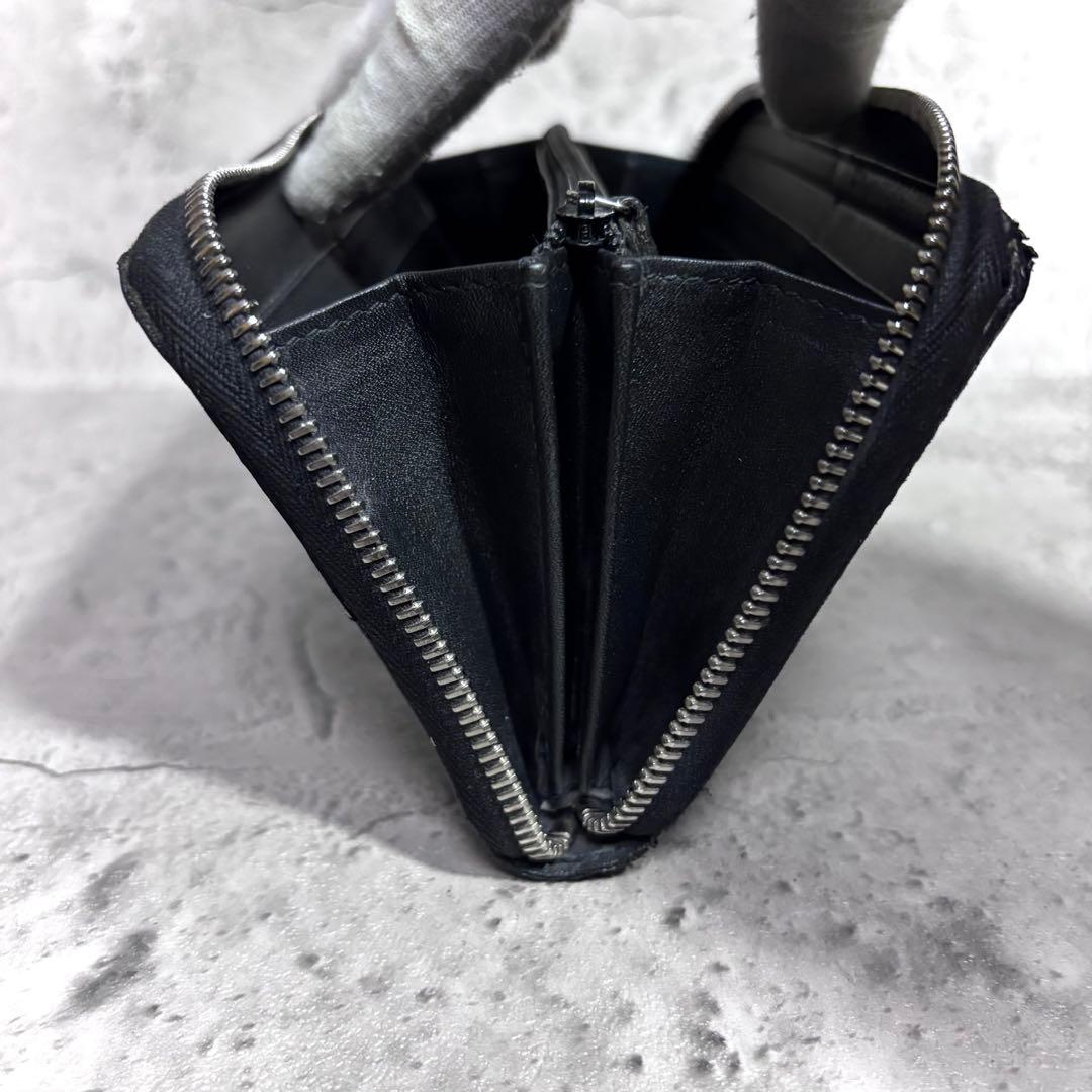 【箱付き！】GUCCI グッチ マイクログッチシマ ラウンド長財布 黒 ブラック