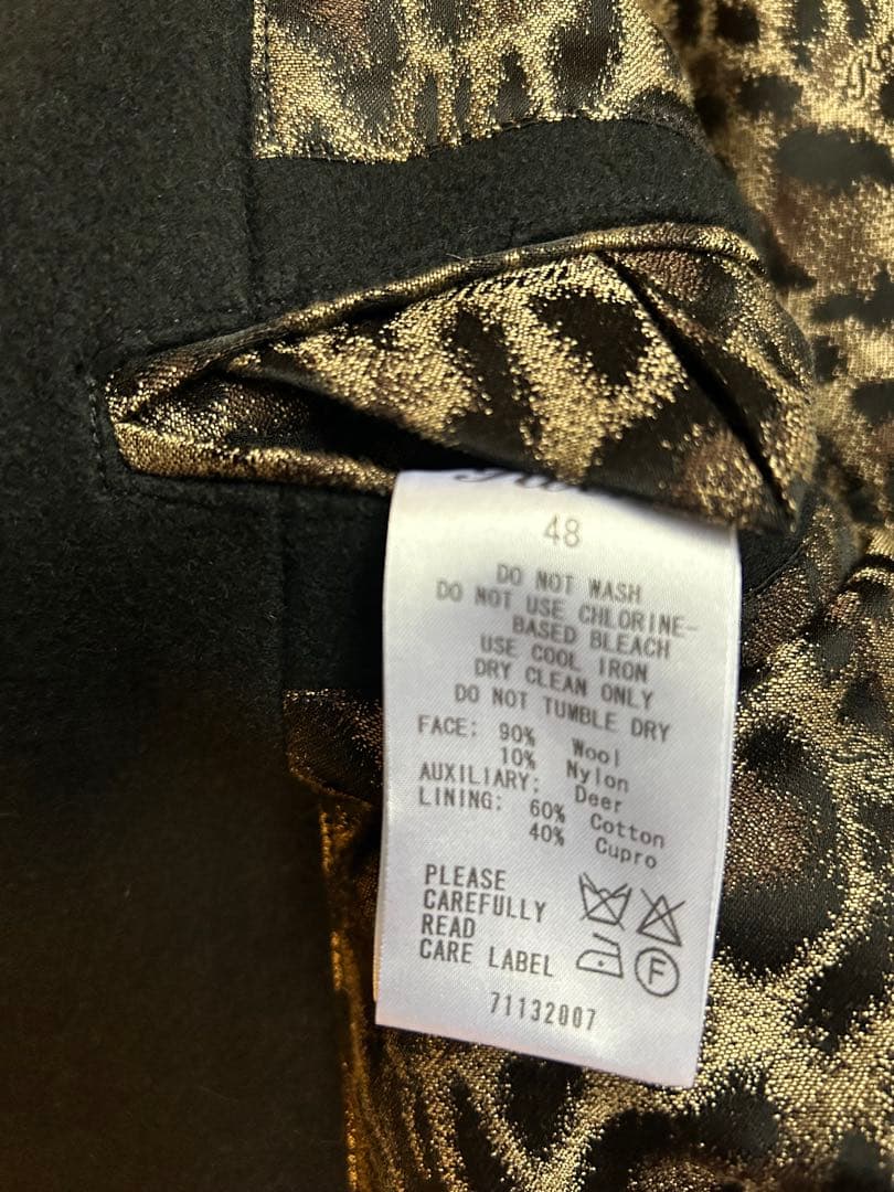 ロエンRoen 鹿革レザー切替　ウールジャケット　48 ブラック