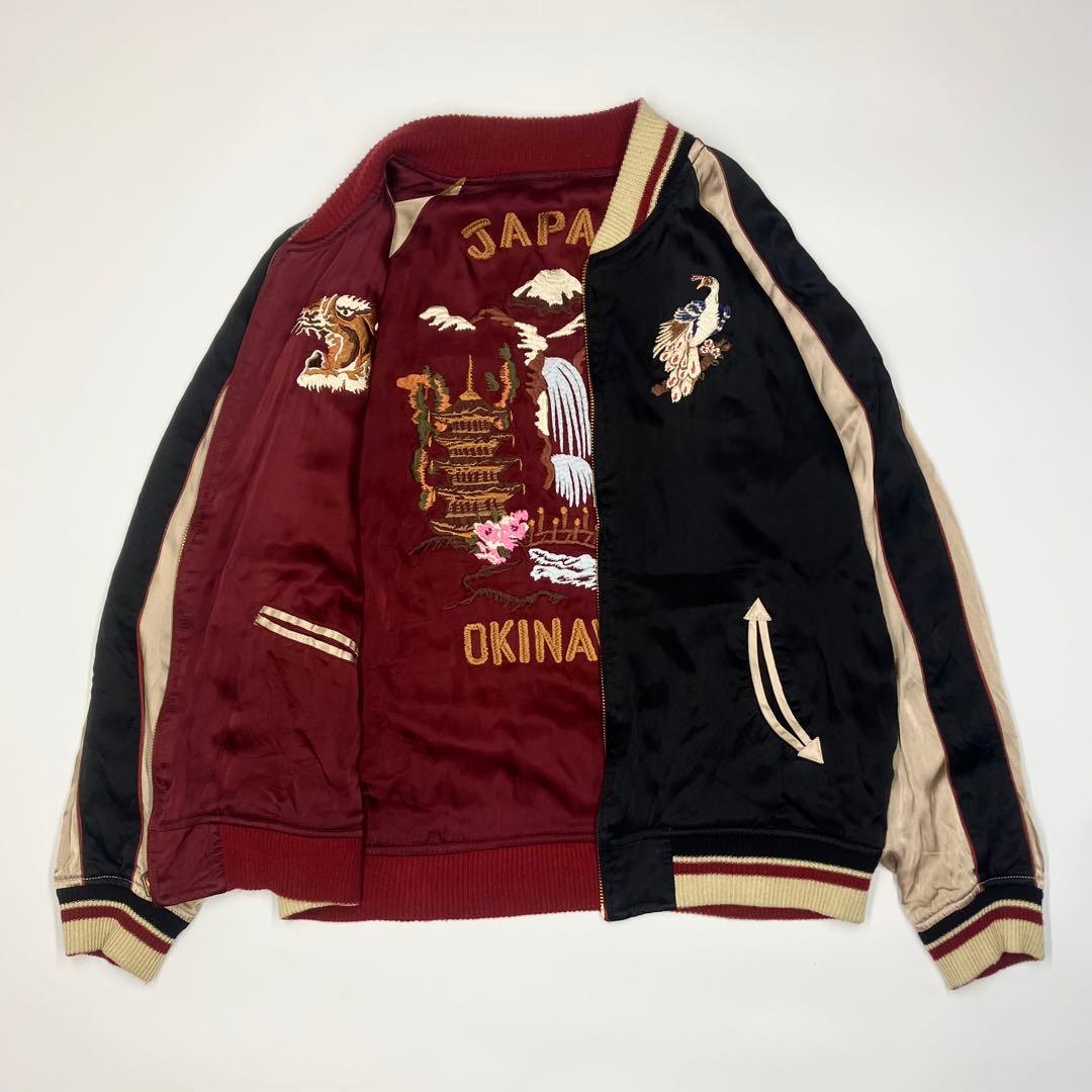 【レア】ヒューストン 沖縄 スカジャン サテン L スーベニアジャケット 龍 虎