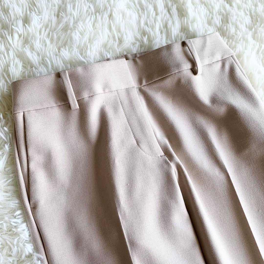プラステ セットアップ ノーカラー ベージュ パンツ ストレッチ　S