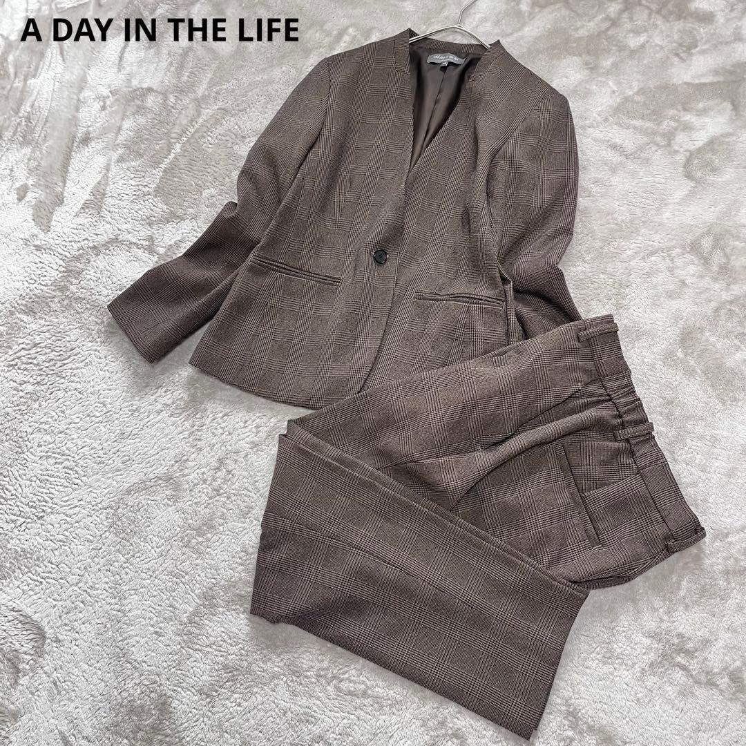 にっしゃん　　 グレンチェック　スーツ　ノーカラー