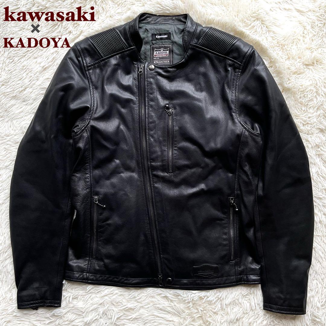 未使用級✨カドヤ×カワサキ　レザージャケット　セミダブル　ライダース　ヤギ皮　L