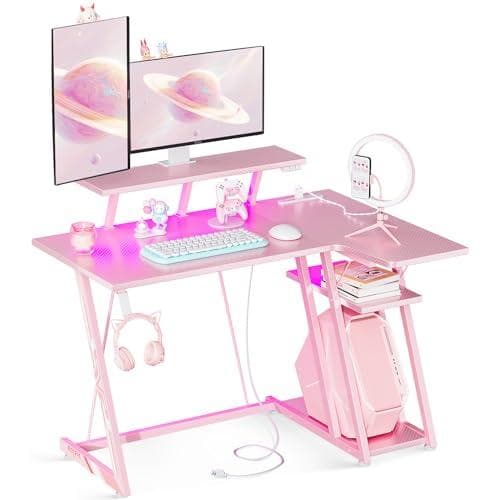 MOTPK ゲーミングデスク LEDライト付き L字デスク PCデ 新品未開封