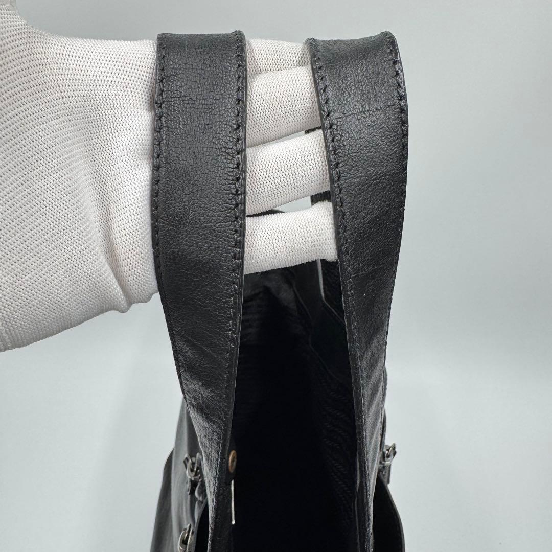 PRADA プラダ 大きめ レザー トートバッグ ショルダーバッグ ブラック