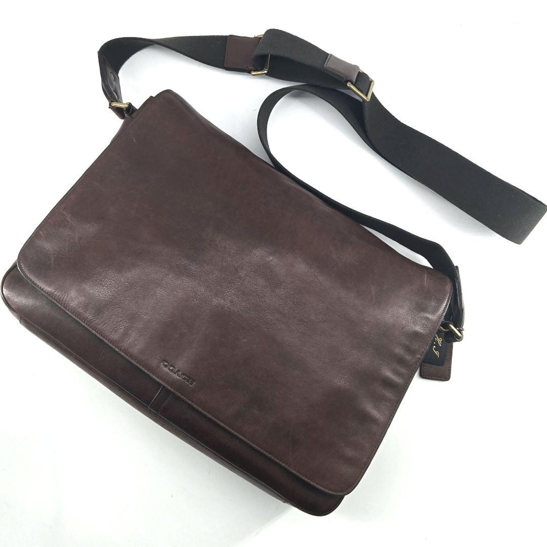 良品　COACH　ブリーカークーリエ　レザーメッセンジャーバッグ