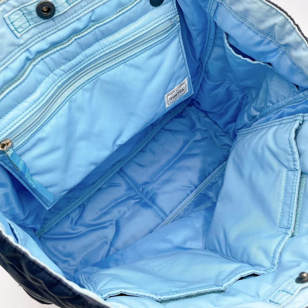 良品 PORTER クリーム ネイビー×ブルー トートバッグ f341
