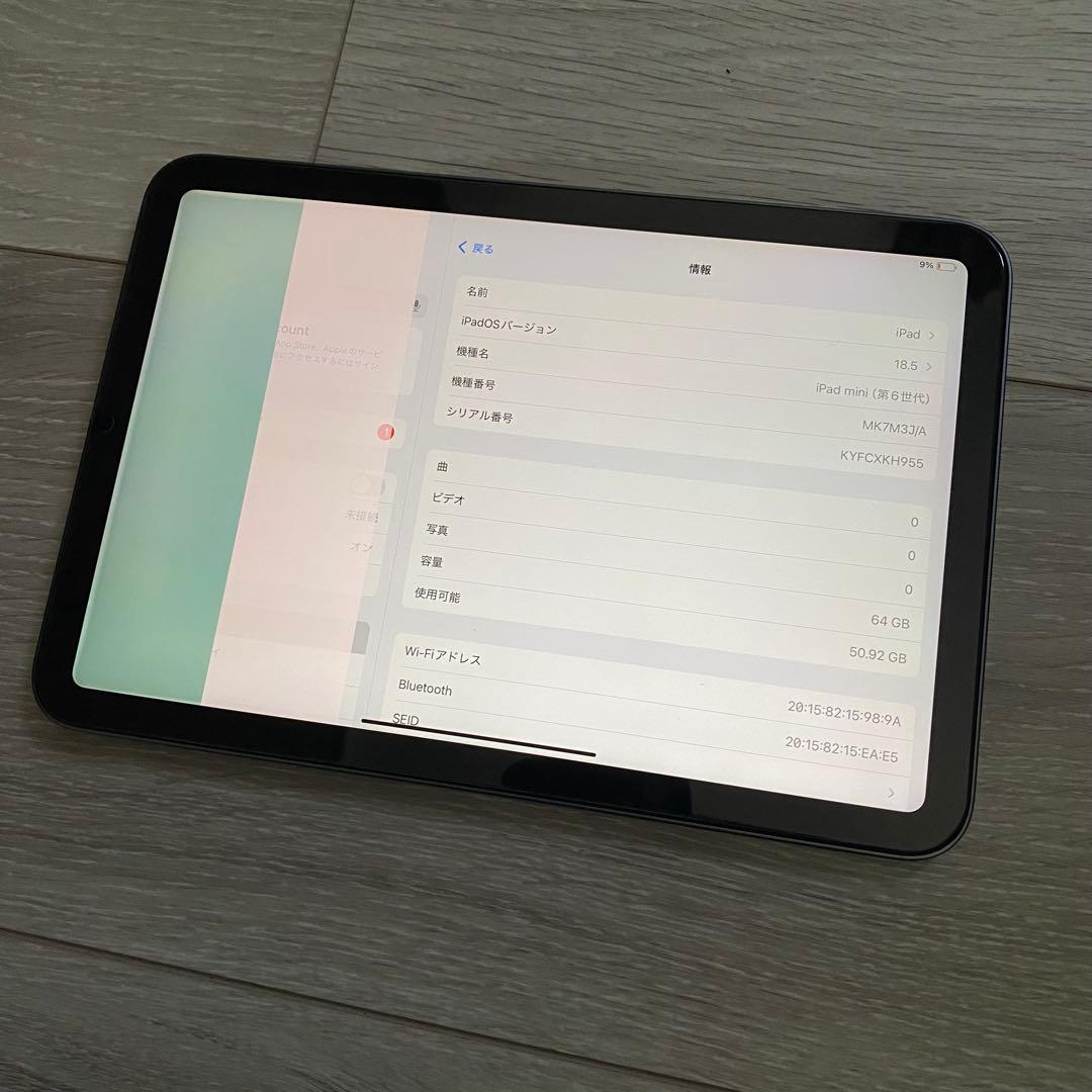画面不良｜iPad mini 第6世代 64GB Wi-Fiモデル A2567
