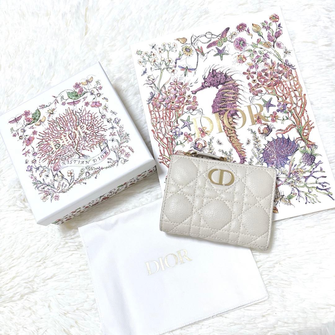 美品✨Dior ディオール ミニ財布 二つ折り財布 カロ ダリア レザー