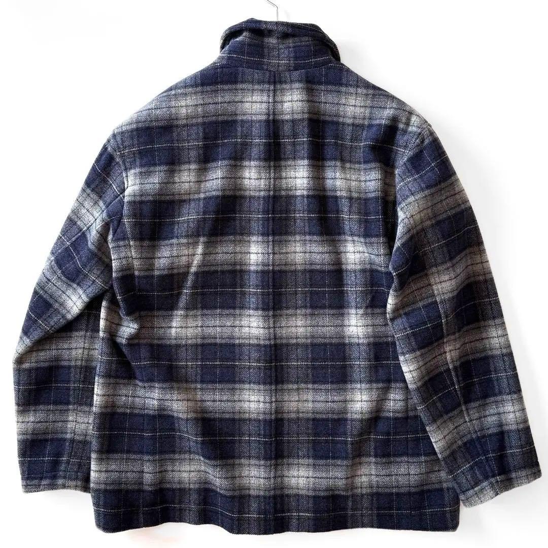 現行 完売品 Papas+ メルトンチェックベロア風仕上げ ステンカラーブルゾン