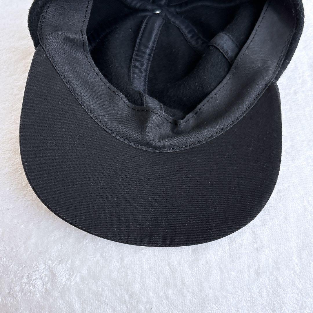 【USA製】COACH コーチ ウール×レザー キャップ ブラック 刺繍ロゴ入り