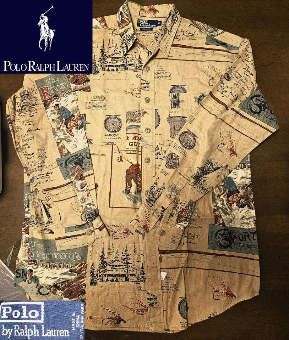 送料無料/美品Polo by Ralph Lauren プリントシャツ Mサイズ