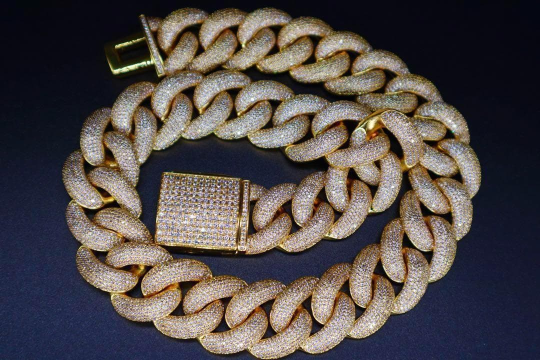 26ミリ マイアミ キューバン喜平 ネックレス 20\" ゴールドパヴェ LEX