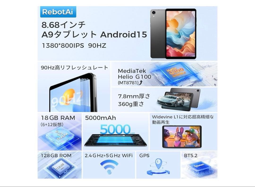 RebotAiタブレット8.68インチAndroid15