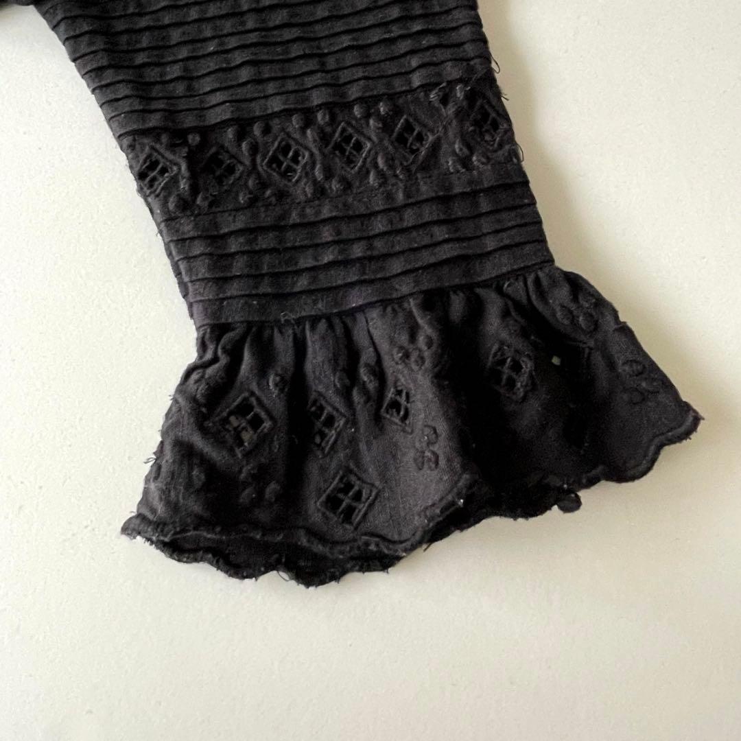 Sea NEW YORK カットワークレースブラウス　フリル刺繍　ブラックS