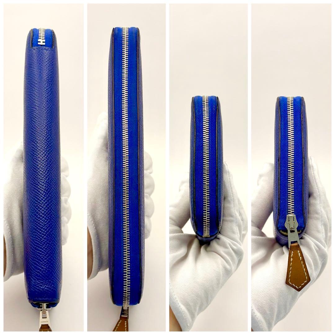 極希少✨特別価格❣️エルメス　アザップ　シルクイン　ブルー　ボルデュック柄　長財布