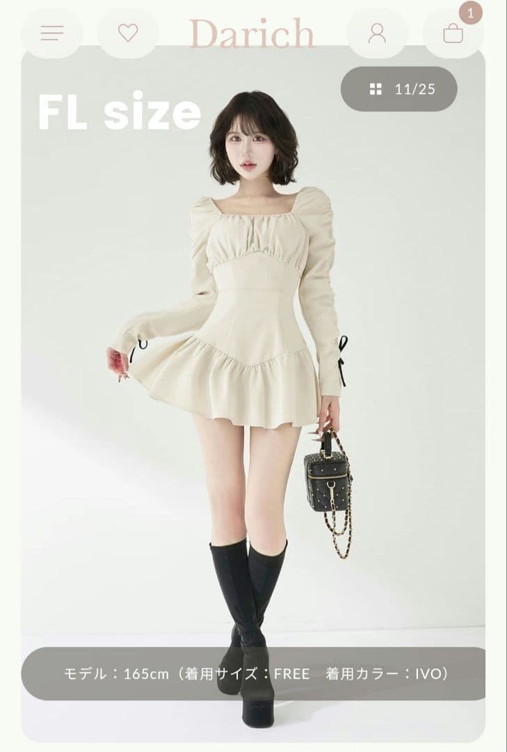 新品未使用タグ ★ 新作★ダーリッチ スクエアネックギャザーミニワンピース FL