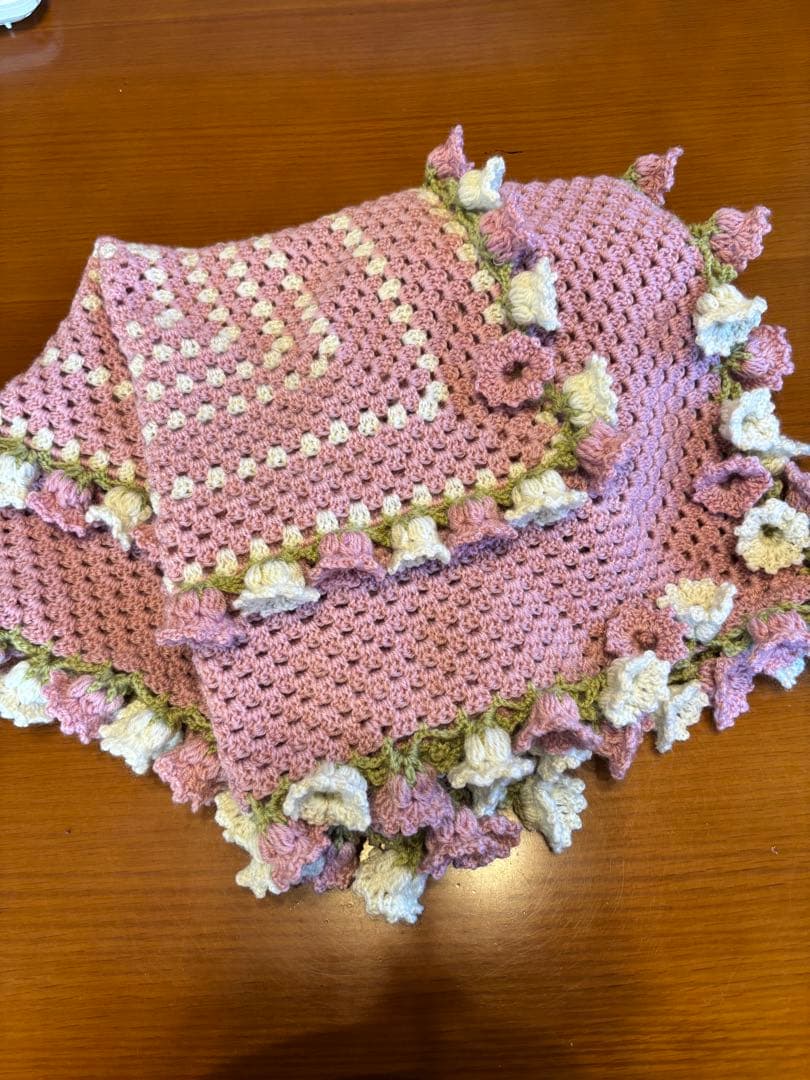 手編み 花束ブランケット2点 ルビー