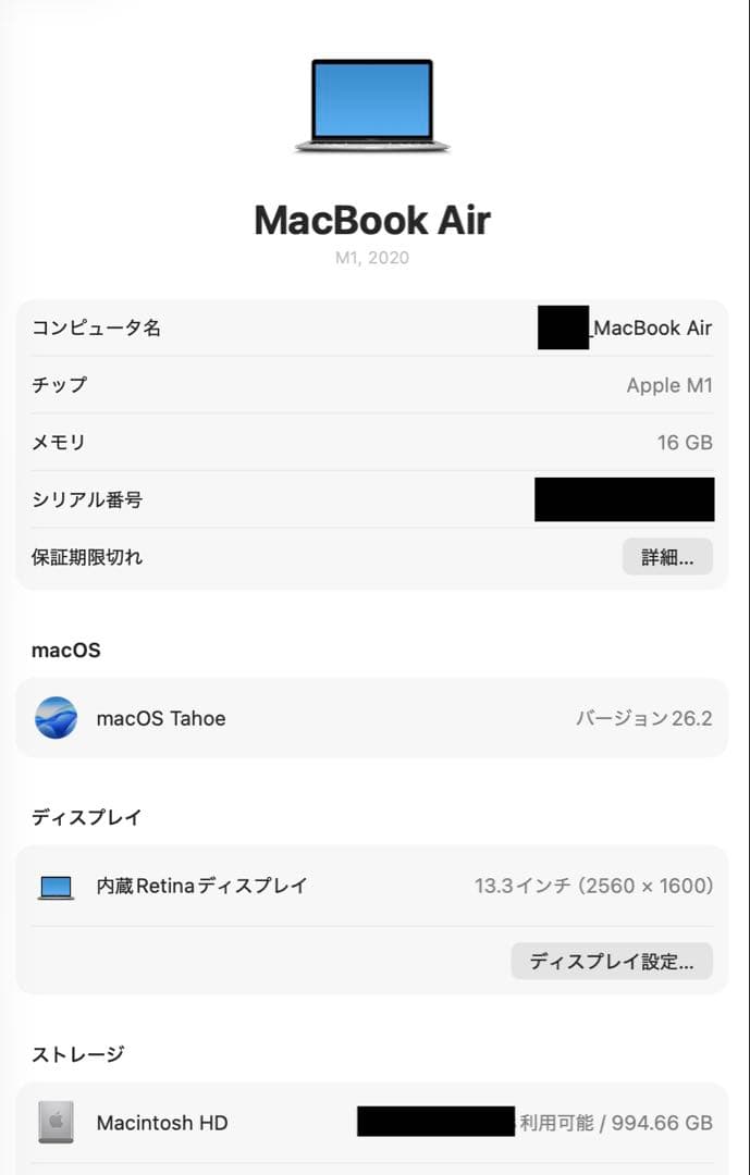M1 MacBook Air_本体_シルバー_メモリ16GB_SSD1TB