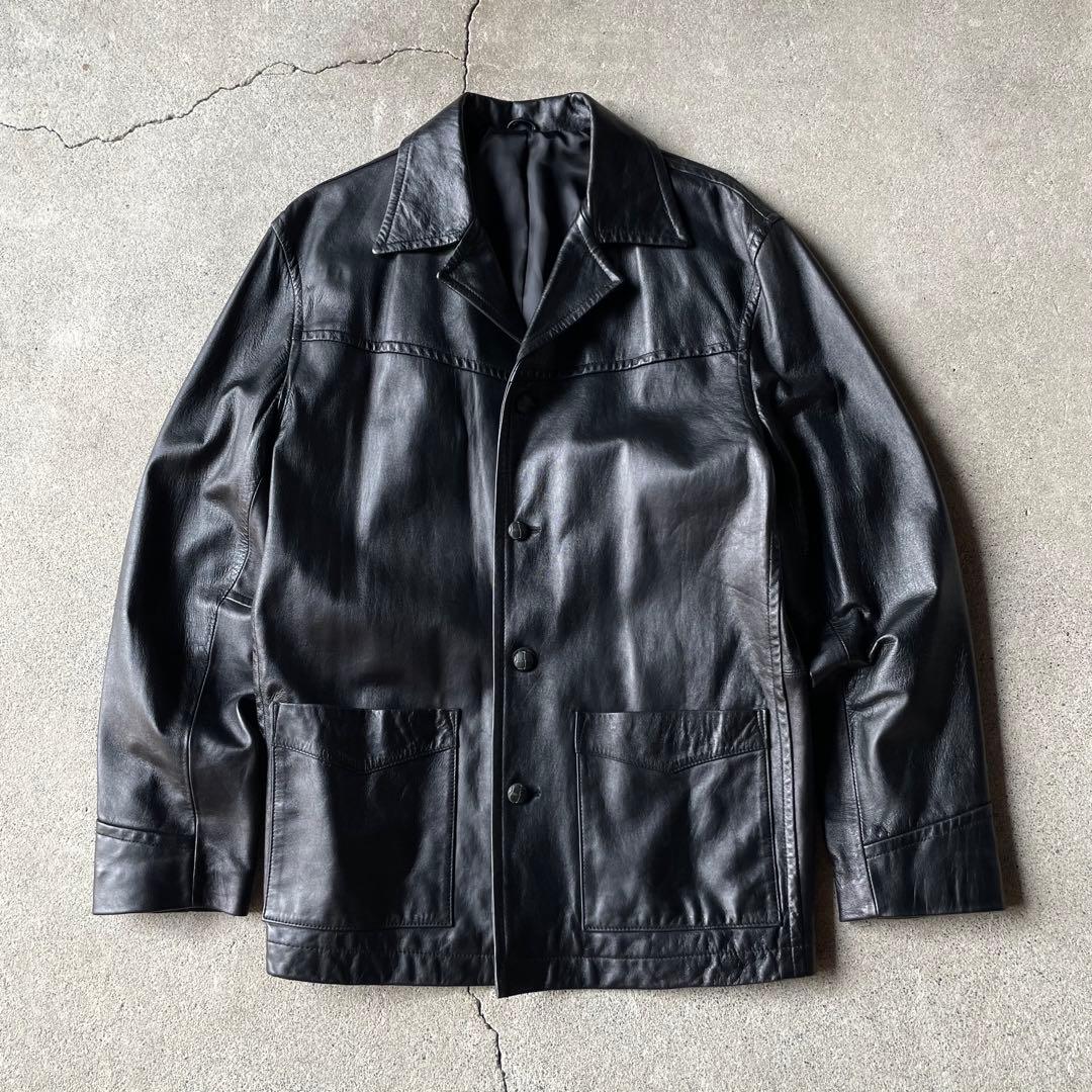 ジャケット・アウター avirex real leather car coat black