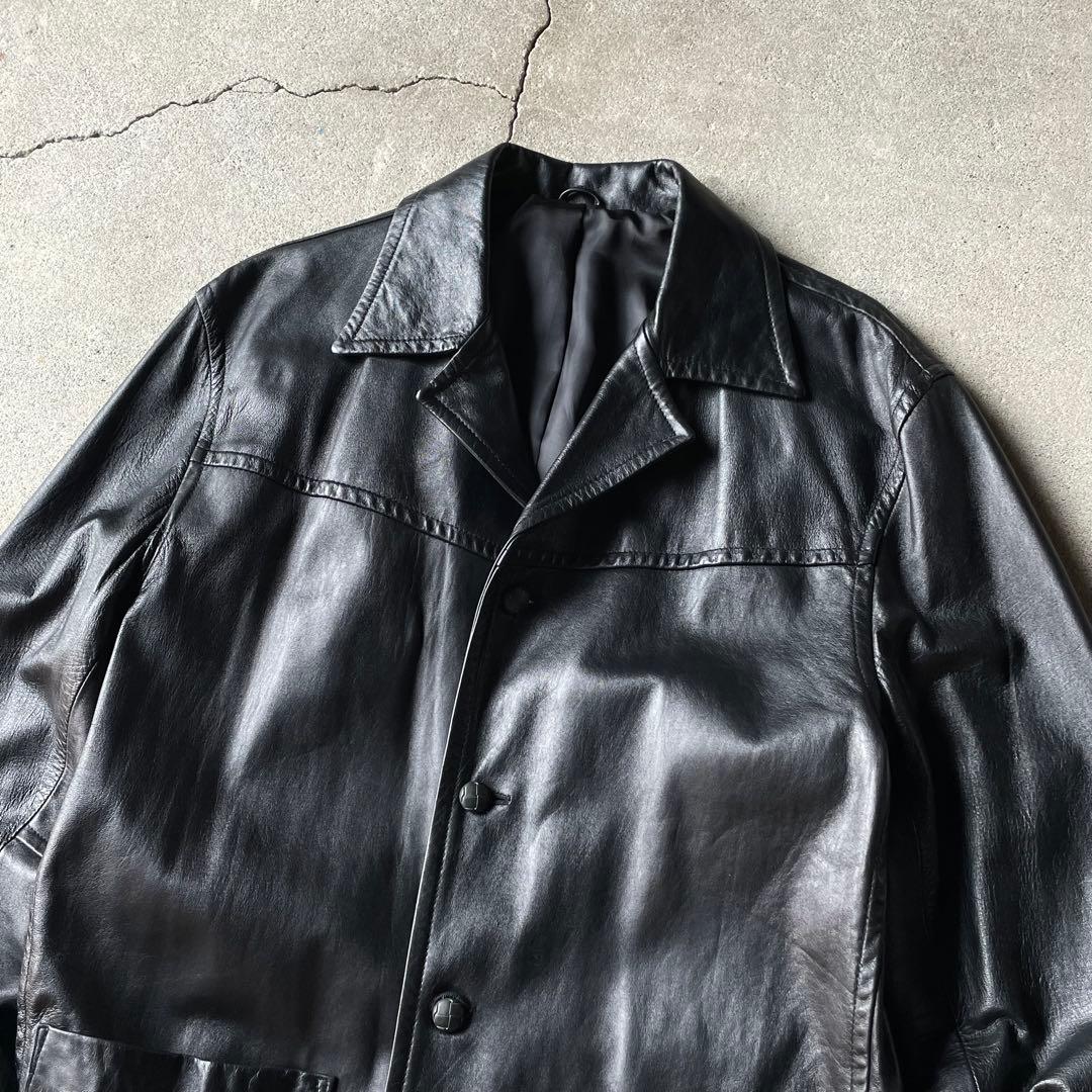 ジャケット・アウター avirex real leather car coat black