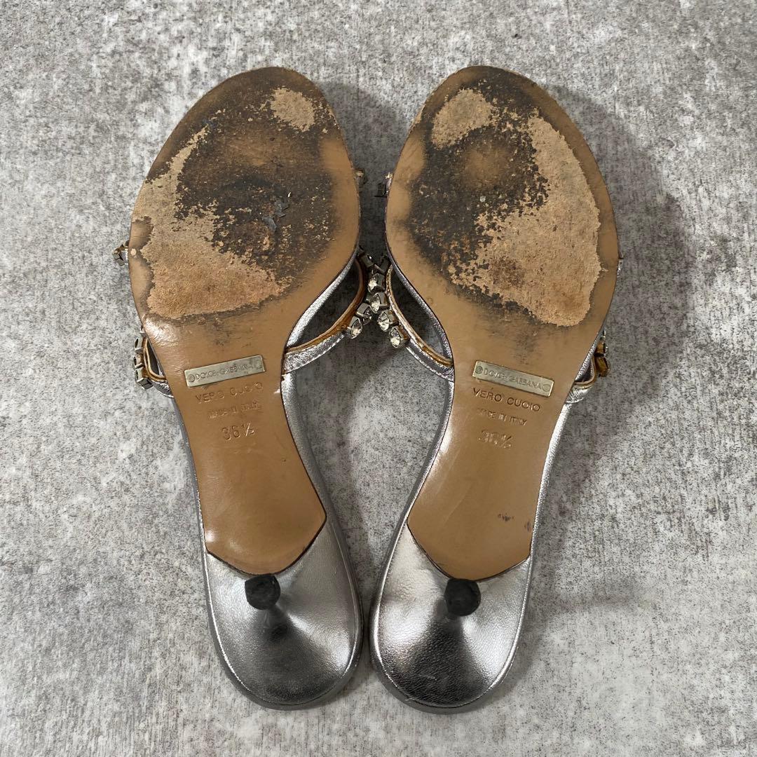 ドルチェアンドガッバーナ　ハイヒール　ビジュークリスタル　ミュール　シルバー