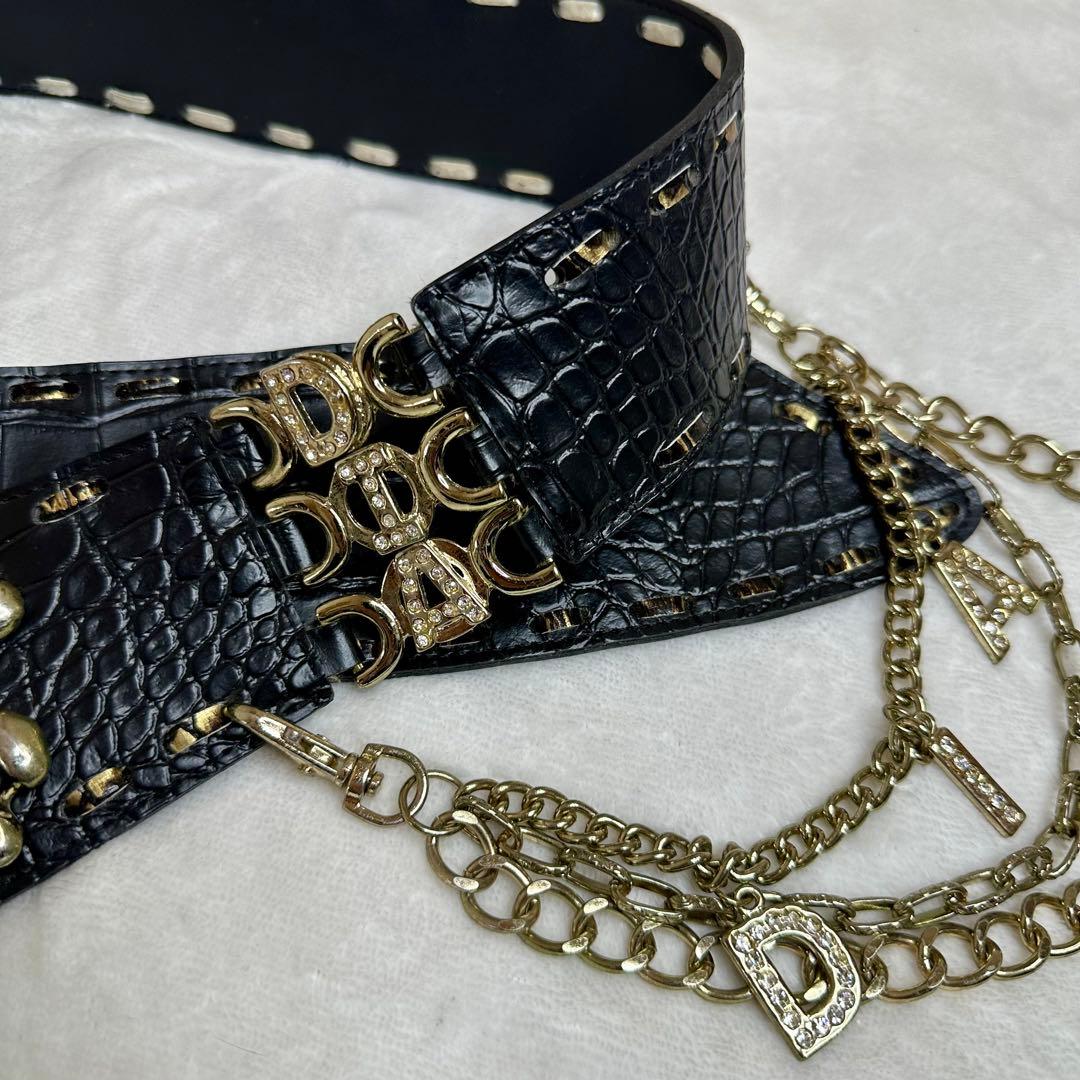 【d.i.a.】ダイヤ スカルバックルロゴベルト クロコ型押し