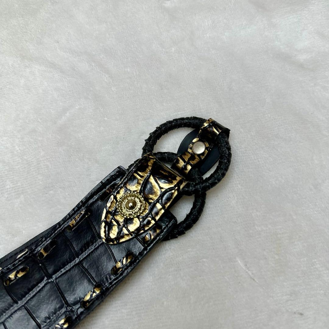 【d.i.a.】ダイヤ スカルバックルロゴベルト クロコ型押し