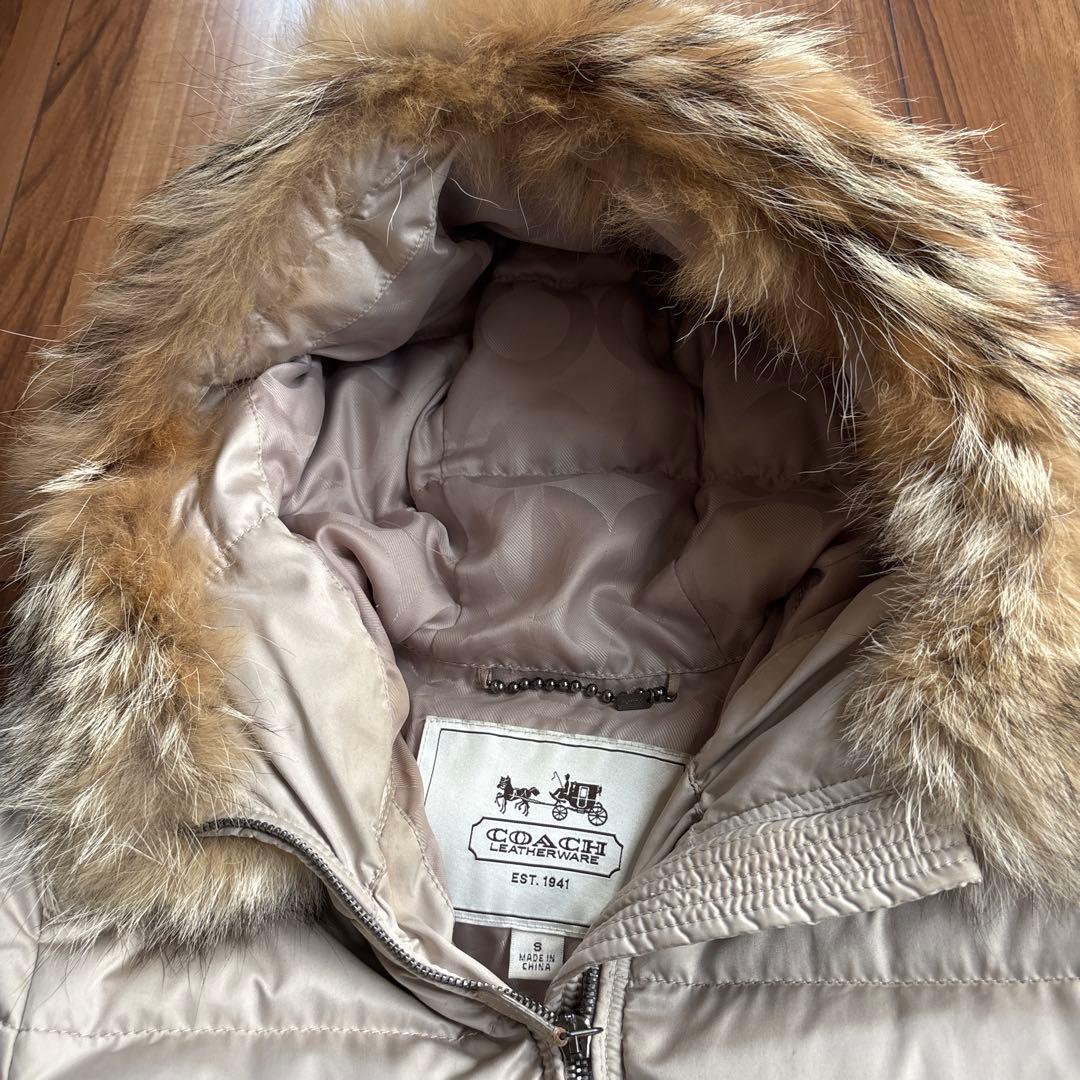 コーチCOACHベージュ 上品なダウンジャケット◆サイズ8